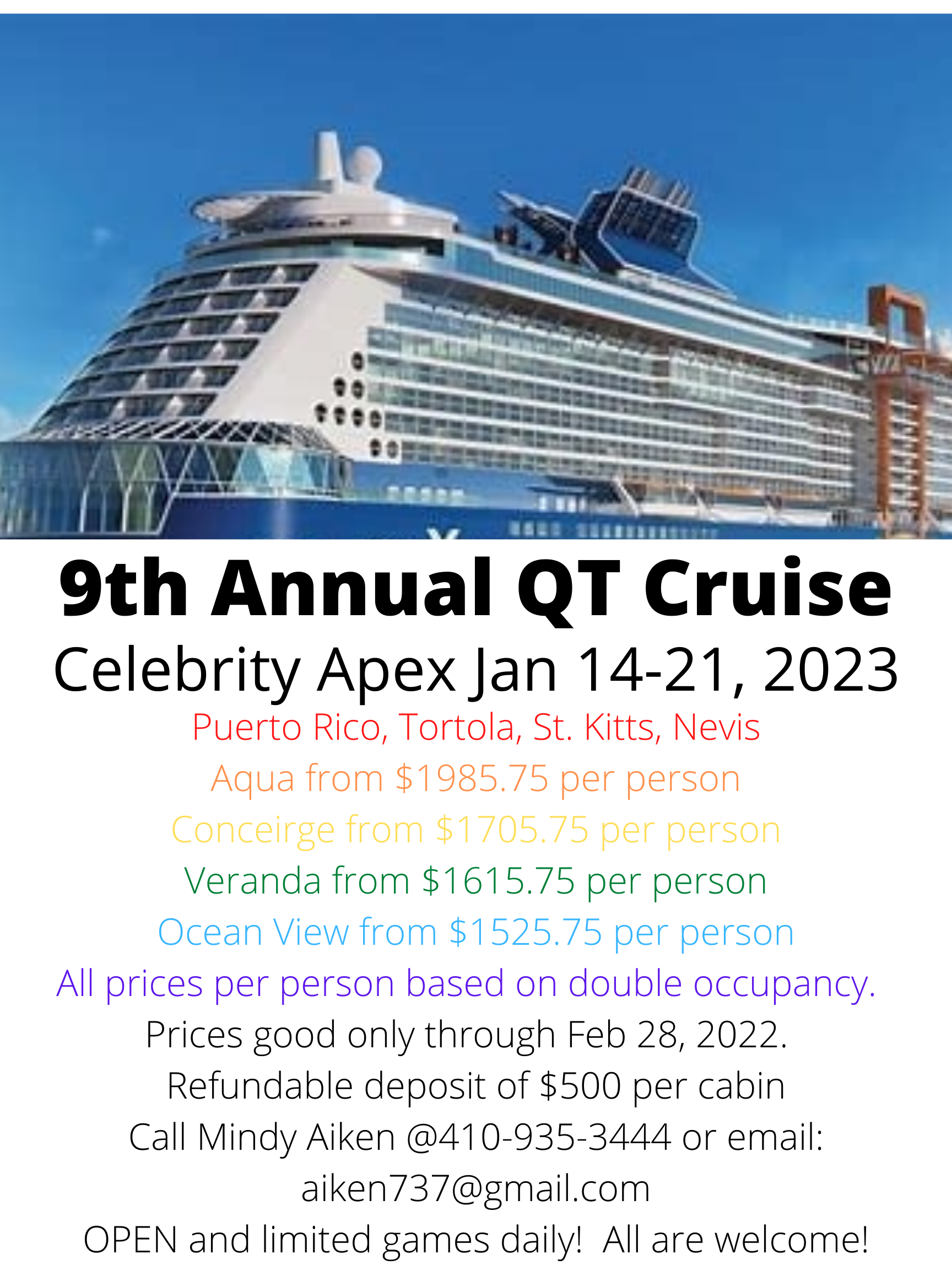 Quick Tricks 2023 Cruise schedule