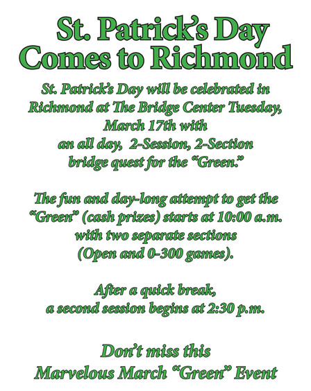 St. Patrick's Day Special Games on Tuesday, March 17th