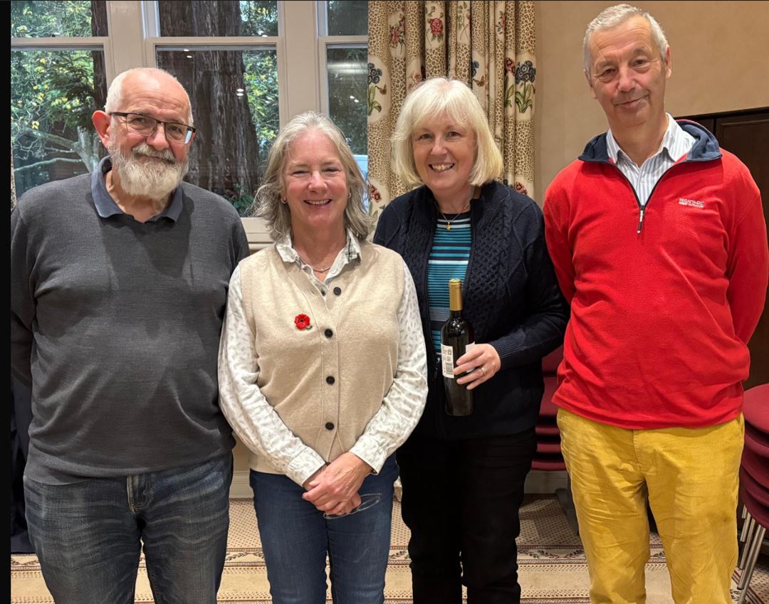 2025 Fundraiser winning Pairs. Peter and Nicola with Christina and Mike