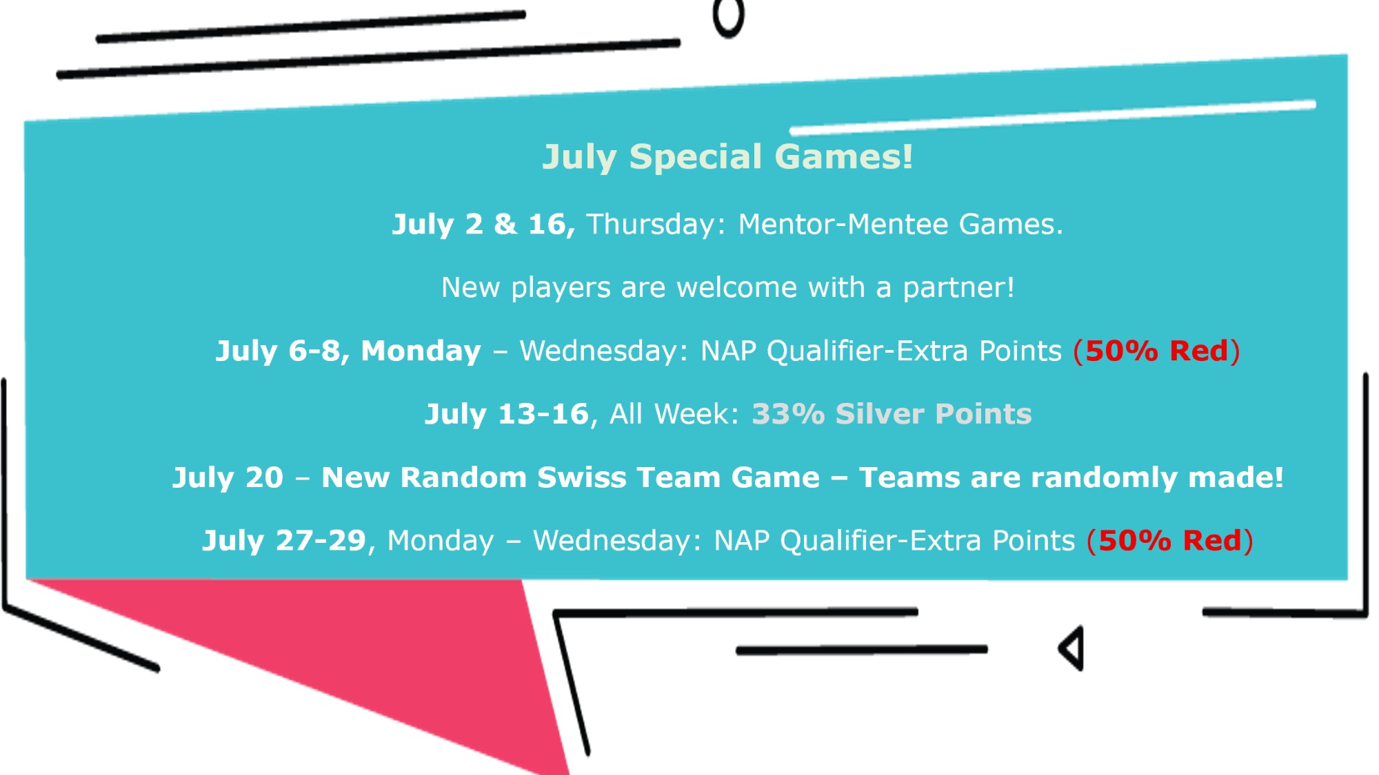 Special Games this Month!