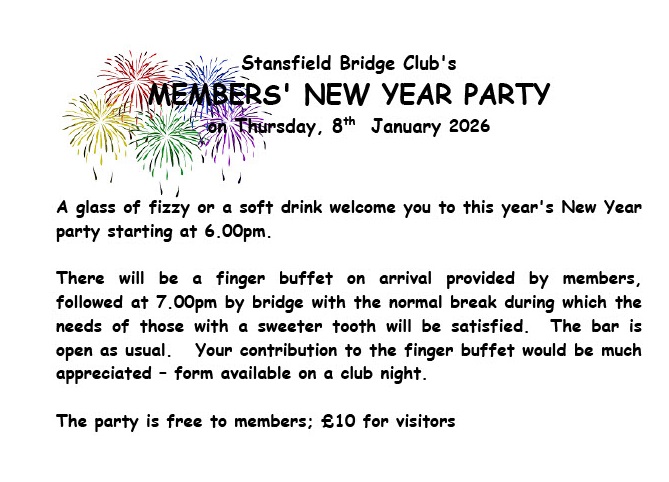 MEMBERS NEW YEAR PARTY 8th January 2026
