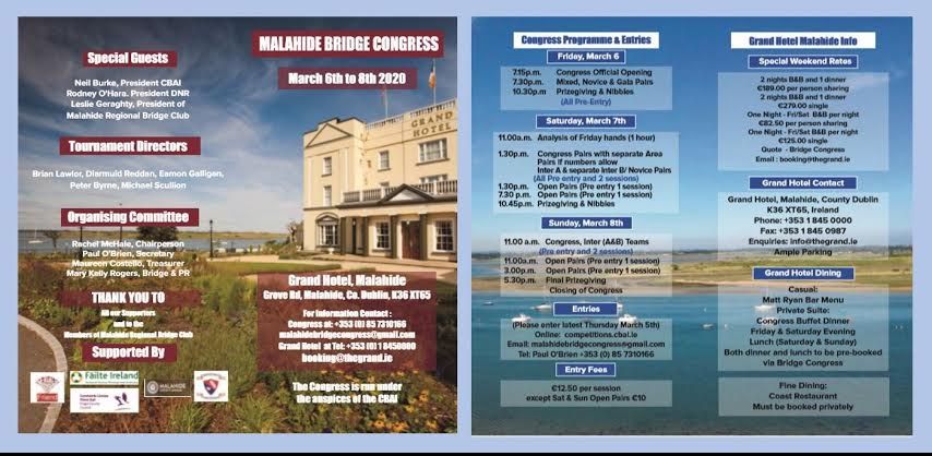 Malahide Congress 6th/8th March 2020