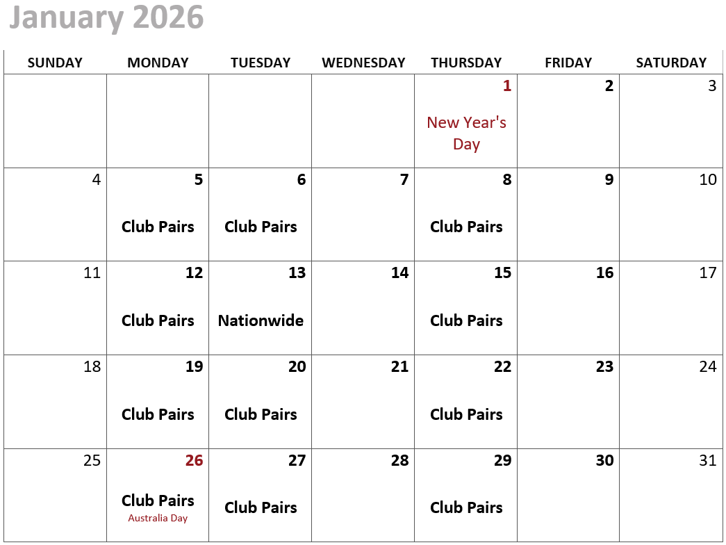 2026 January Calendar