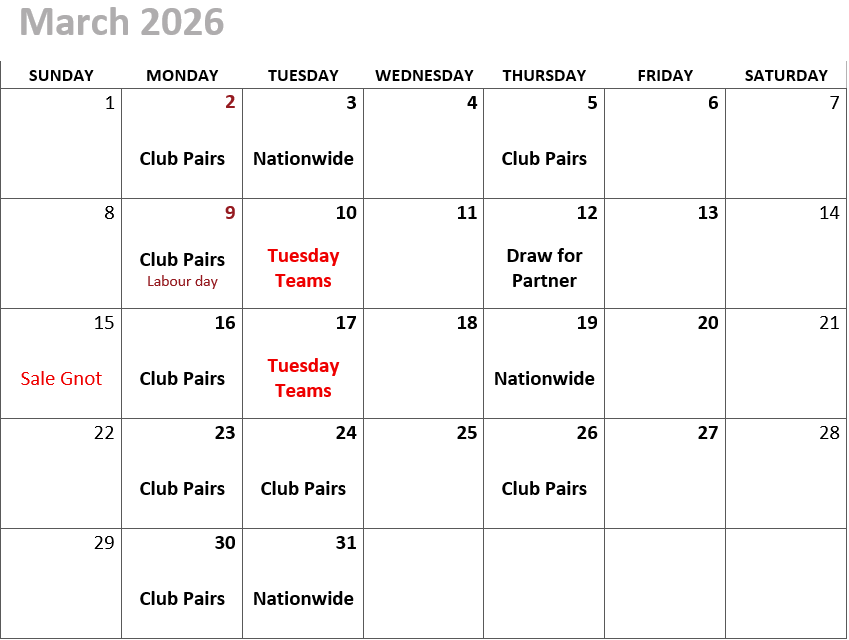 2026 March Calendar