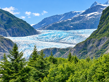 Mendenhall Glacier - Juneau Alaska- 13 Miles of blue ice nestled in the shadow of the craggy peaks of the Mendenhall Towers