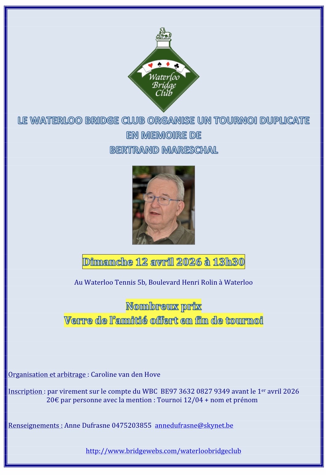 Tournoi Bertrand Mareschal dimanche 12 avril à 13h30